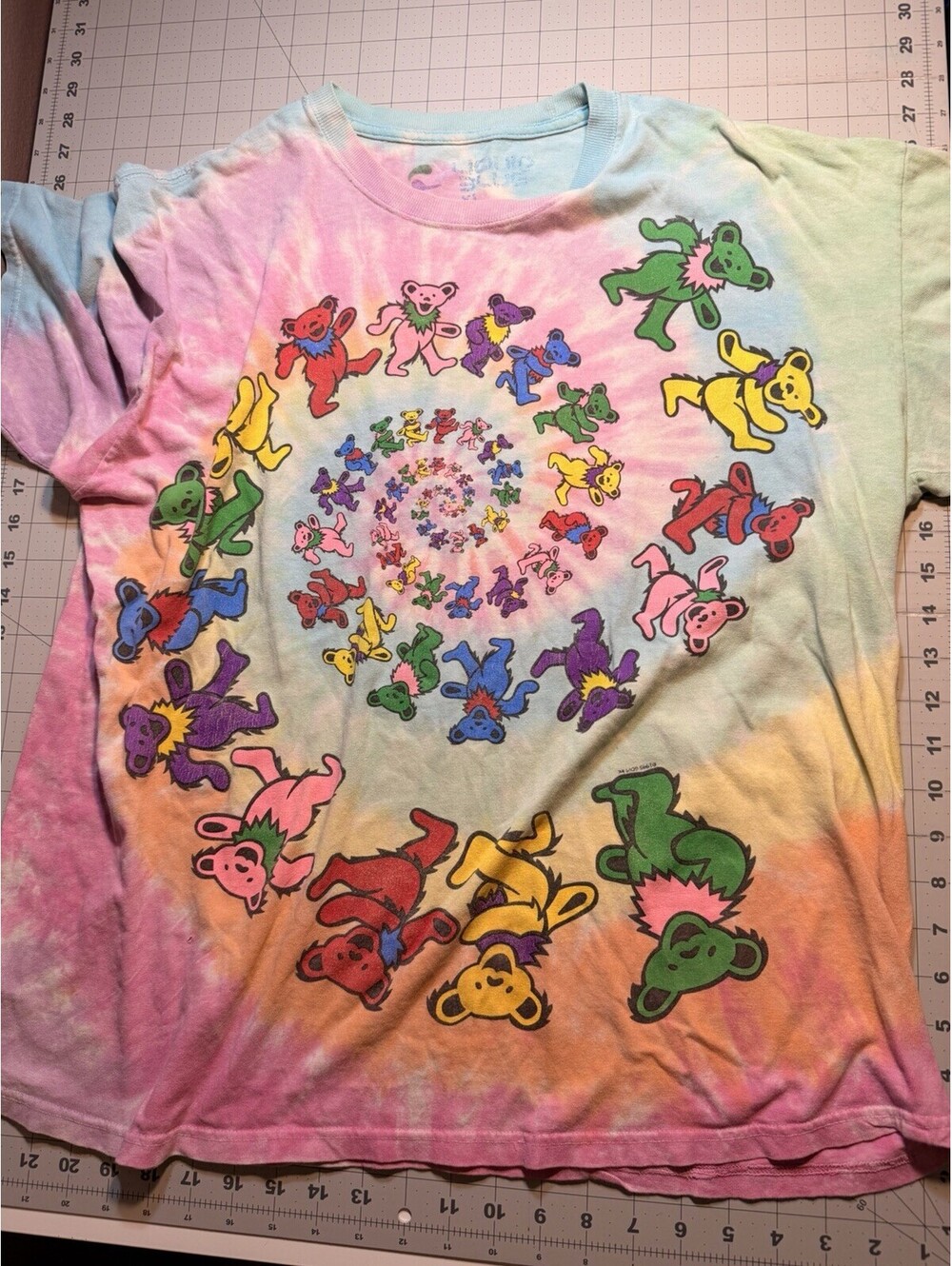 Grateful Dead Bear Spiral Tee 1995 Tie Dye Liquid Blue XL